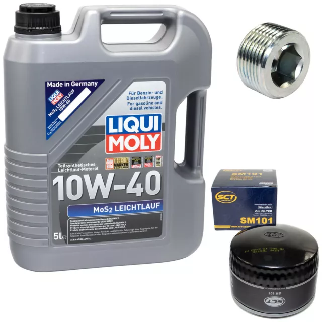 Motoröl Set 10W-40 5 Liter + Ölfilter SM 101 + schraube für Fiat Tipo Lancia 1.8