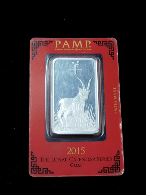 2015 PAMP LUNAR Series Year of the Goat 1 oz .999 Fine Silver Bar