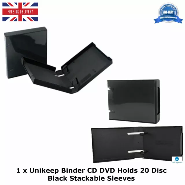 1 x Black Unikeep Binders CD DVD Holds 20 Discs with Wallets Sleeves Included