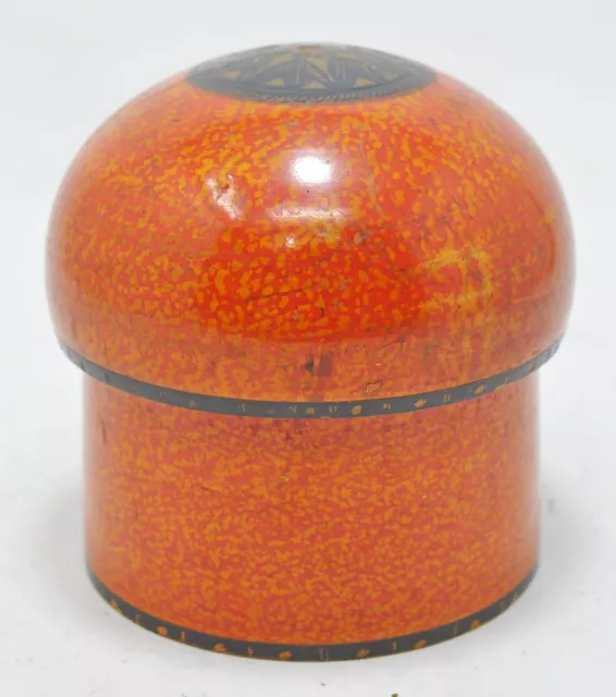 Antique Wooden Kum Kum Powder Tika Box Original Old Hand Carved Lacquered