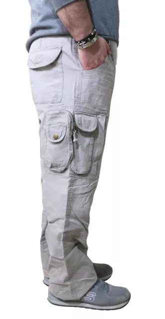 Pantalone da Lavoro Estivo  fresco  Uomo Cargo Multitasche Cotone  XL XXL Beige 3