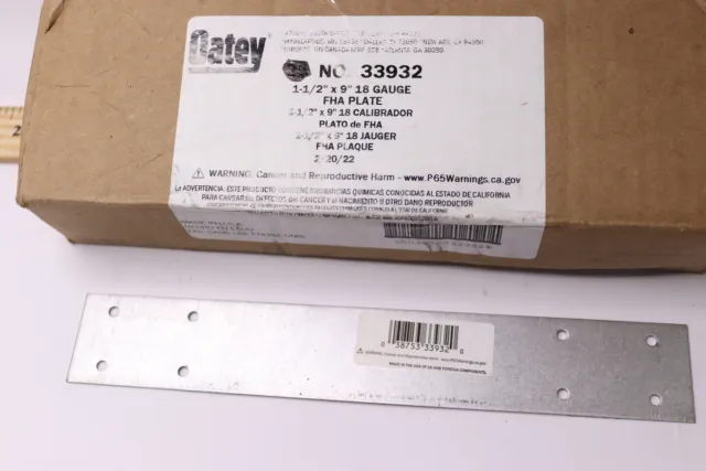 Oatey Steel Plate for Studs 18 Gauge Silver 1-1/2" x 9" 33932