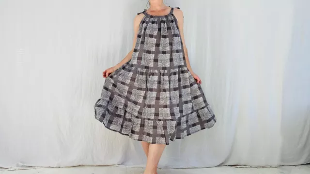 Fantastic Block Print Sun Dress. Neutrals. Size XS - M.