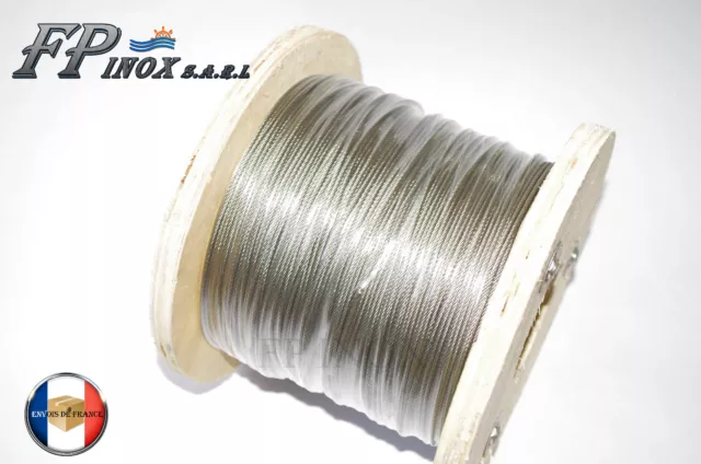 Rouleau de 100M Cable 2mm inox 316 49 Fils inox A4