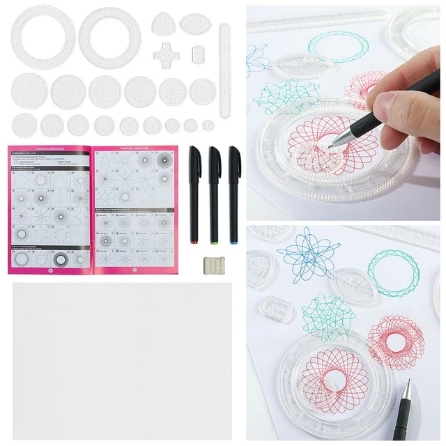 DRAW DRAWING RULER Draw Spiral Designs Interlocking Gears Wheels Design ...