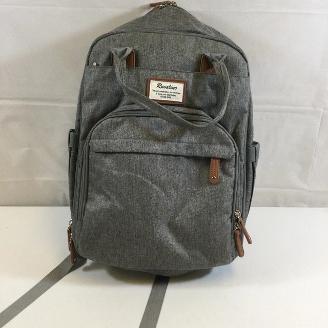 Ruvalino Gray Brown Multifunction Travel Maternity Back Pack Diaper Bag Used