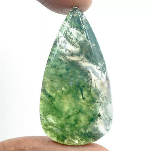 Cts. 37.45 Natural Designer Pear Cabochon Moss Agate Loose Gemstone