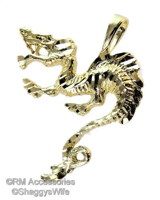 Oriental Dragon Pendant / Charm EP Gold Plated Jewelry w/ Lifetime Guarantee!