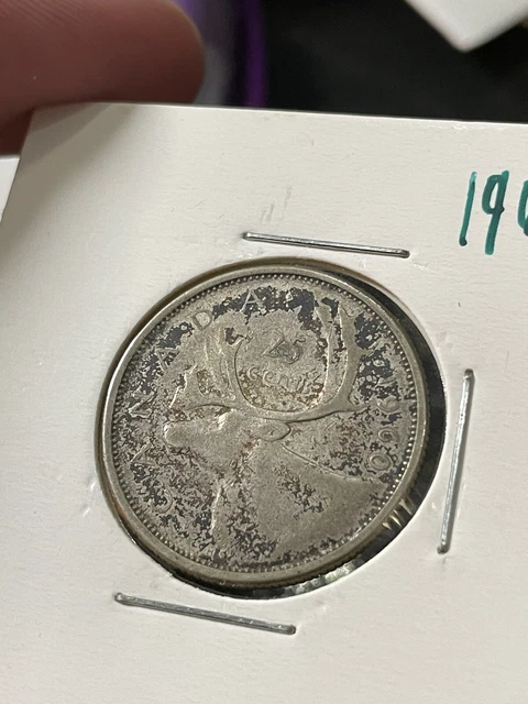 1960 CANADIAN 0.800 SILVER QUARTER Awesome Toning!!