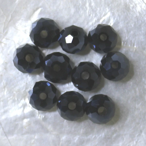 10 CITROUILLES  -  Cristal de Bohême  -  4 X 6 MM  -  NOIR JET