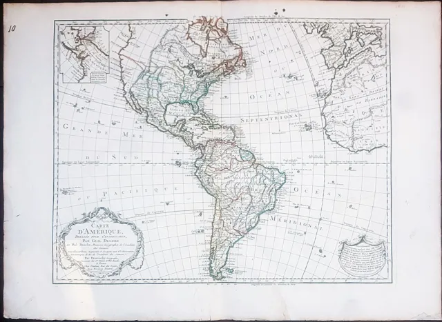 stampa antica america continente mappa carta geografica 1785 dezauche map