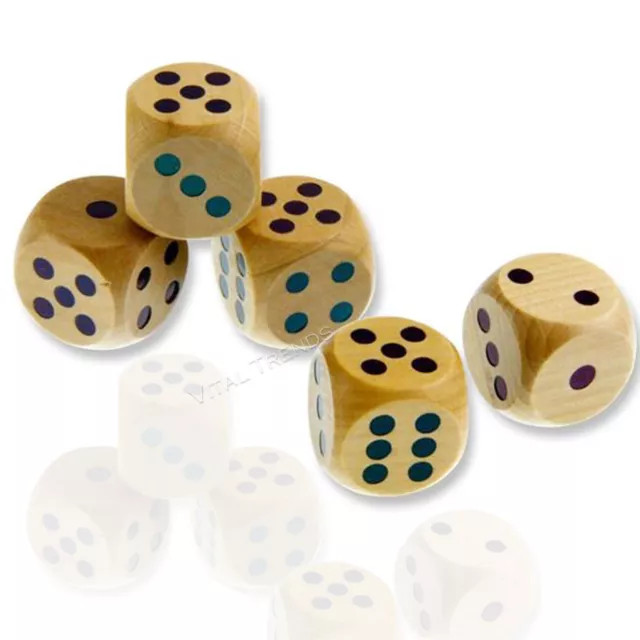 Wooden Dice Big Large Size 25mm D6 Six Sided Spot Dots Die Board Games Casino