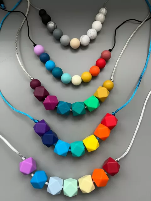 RAINBOW Silicone Breastfeeding Teething Necklace,Nursing,Babywearing Chewable