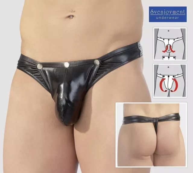 Svenj. Wetlook Strip Rio String Tanga SEXY eng BEUTEL abknöpfbar GAY in S M L XL