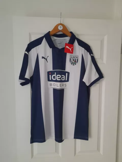 West Bromwich Albion Wba Fc Official 2018/19 Short Sleeve Home Shirt  (L) Bnwt