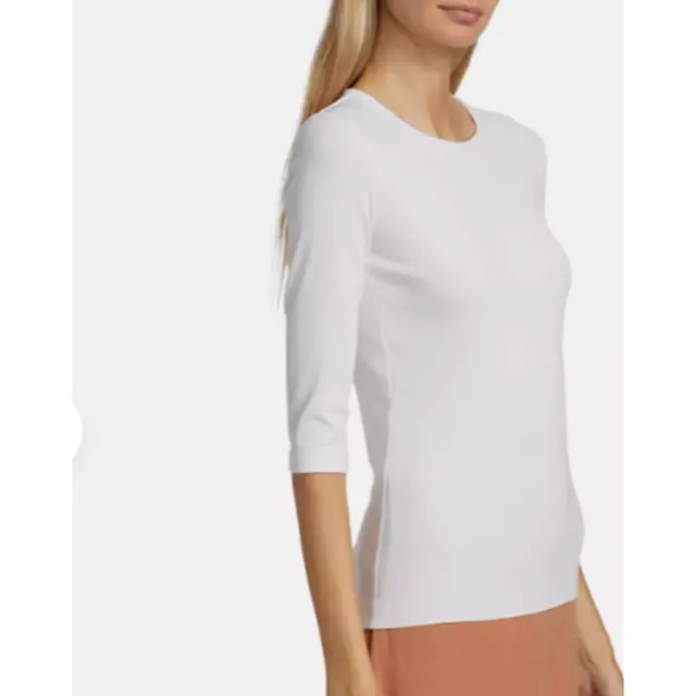 Vince. Elbow Sleeve Crewneck Top in Optic White