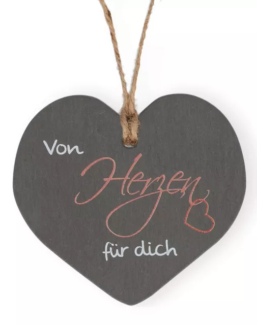 Herz aus Schiefer "Von Herzen für dich" als Geschenk, zum Hochzeitstag