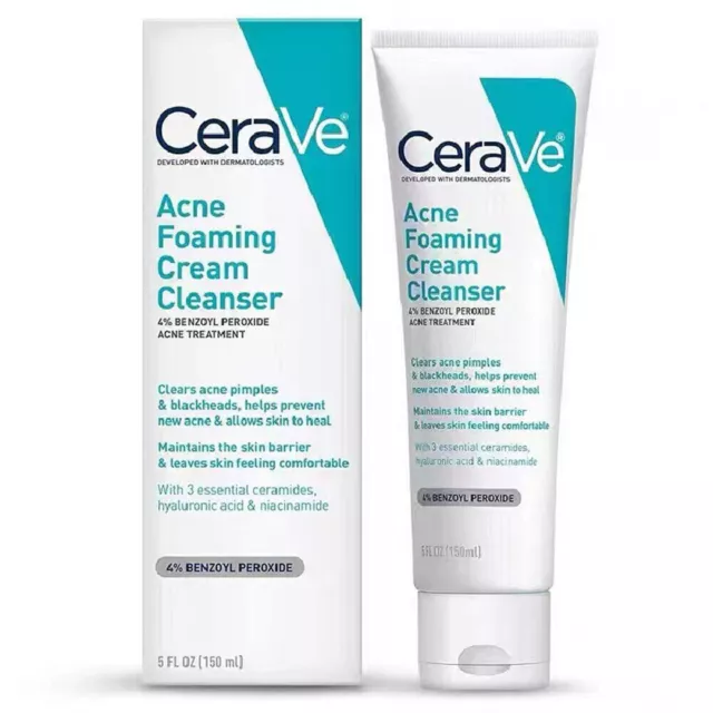 Cerave Acne Foaming Cream Face Cleanser 4% Benzoyl Peroxide 150ml