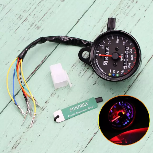 12V Motorcycle Dual Odometer KMH Speedometer Gauge LED Backlight Signal Light