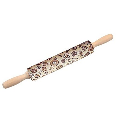 shangjunol 35 Centimetri di Natale dei Cervi di Legno Mattarello inciso Intagliato Roller Legno in Rilievo goffratura Biscotti di Cottura Biscotto del Fondente 