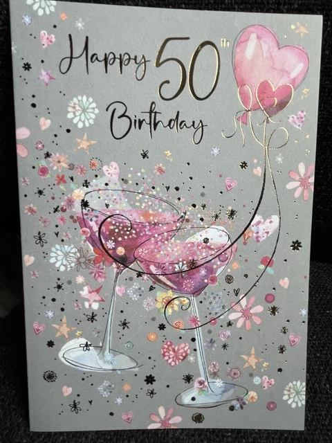 Cherry Orchard 50th Birthday Card For Her, Luxury 50th Milestone Birthday Card From, Finished With Beautiful Gold Foil - View #9