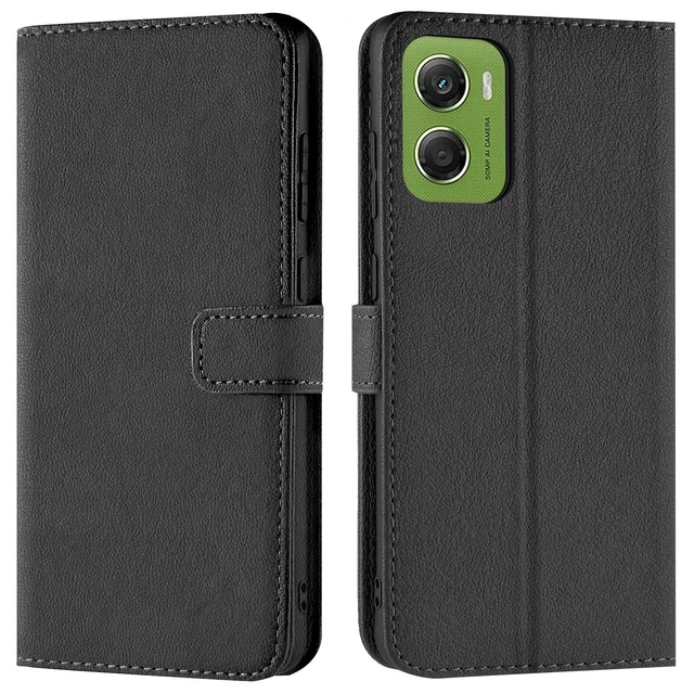 Coque à Clapet (bookstyle) Pour Motorola Moto E13 – Noir – TPU – Étui Pochette