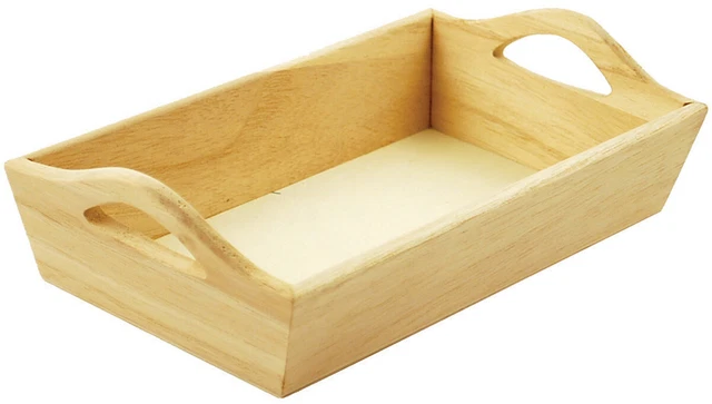 Bandeja de madera pintable con asas-8.125""X4.625""X2.125"" -WS400