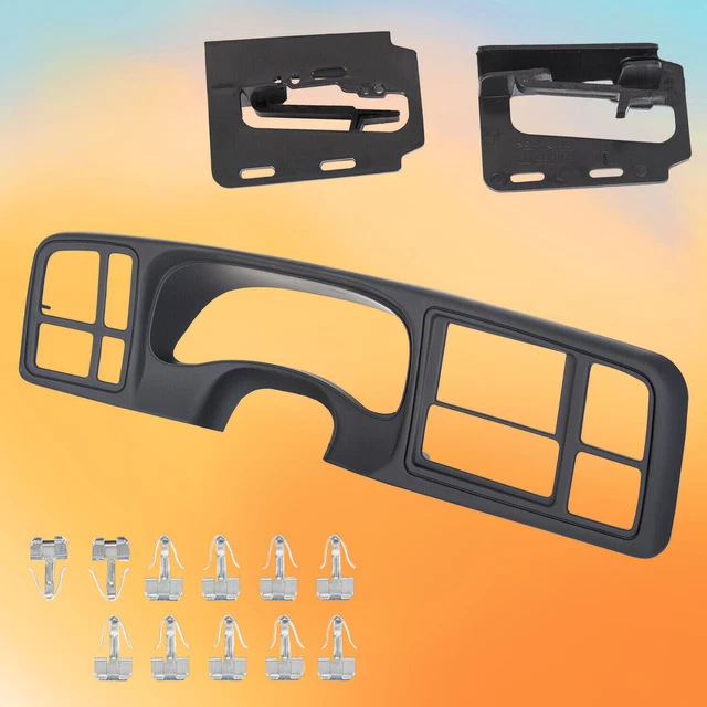 Black Double DIN Dash Kit For 1999-2002 Chevy Silverado & GMC Sierra Full Size Trucks – Textured Polypropylene