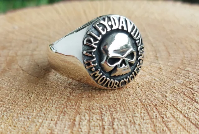 925 Sterling Silver Harley Davidson Ring for Men , Motorcycle Silver Ring