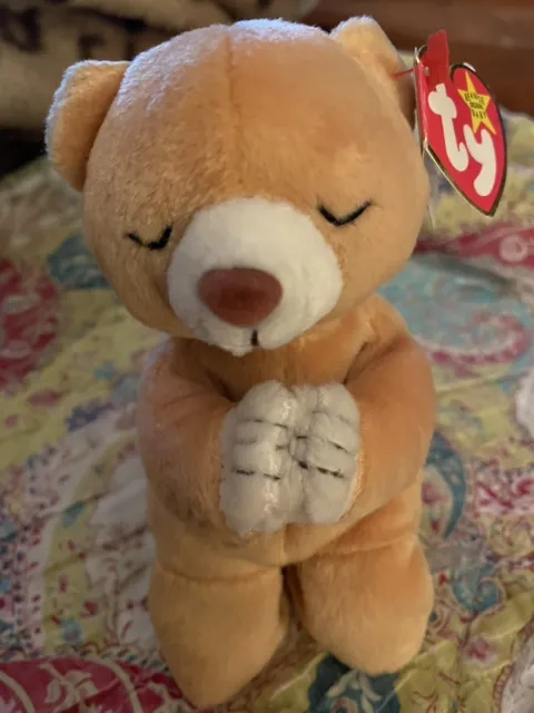 TY Beanie Baby Praying Bear”Hope” “Rare”/"Retired" 1998 with Tag Errors Tag/wear