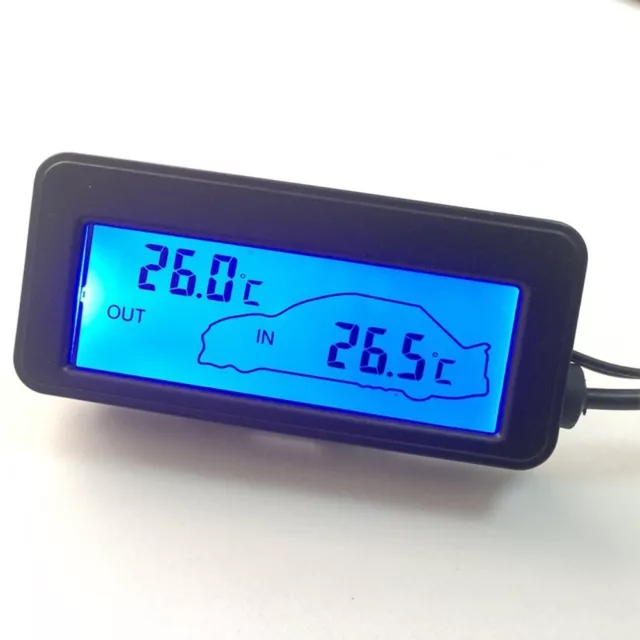 12V Car LCD Digital Display Thermometer Inside &Outside Temperature Gauge Meter