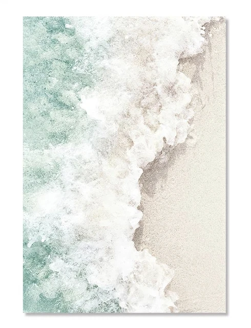 Beach Sea Ocean Waves Poster Wall Art Canvas Painting Home Decor Print Framed