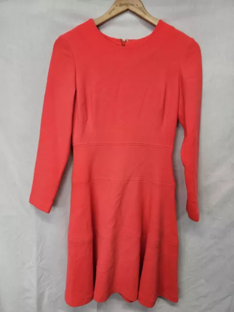 Lela Rose Dress Size 6 Red/Orange Wool Blend Long Sleeve