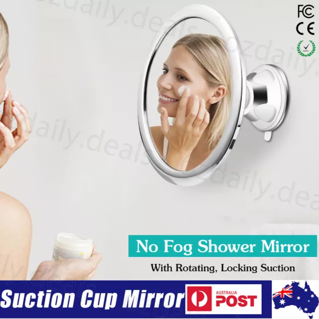 Anti-Fog Makeup Mirror Shower Shave Mirrors 360 Rotating Bathroom Suction Cup AU