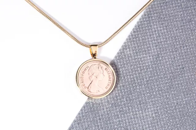 Decimal Half Pence Coin Pendant - Choose the Year / Colour - Birthday Gift 2