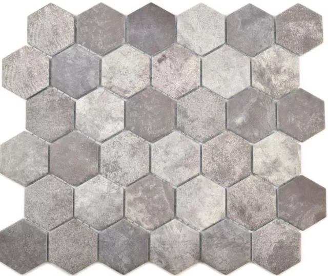 Mosaïque de Céramique Hexagone Ciment Gris Carreau Mat Sol Mur WB11H-0026 1Matte