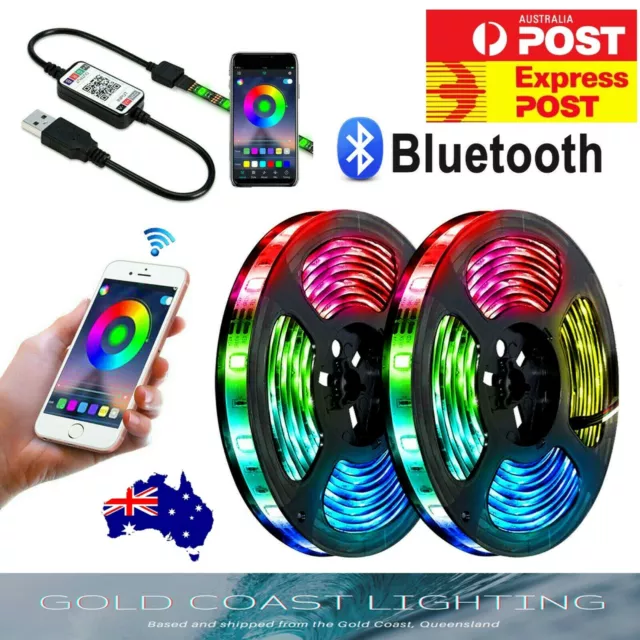 NEW LED Strip Lights RGB USB IP65 Waterproof 1M-10M 60-300 5050 LED Bluetooth 5V