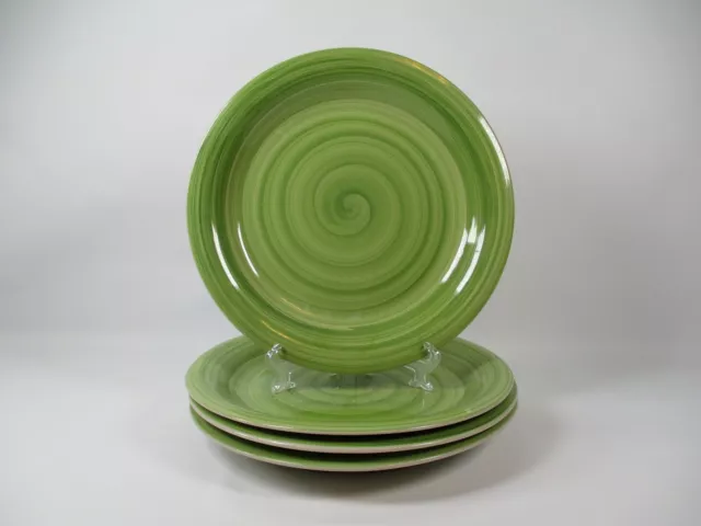 4 Philippe Richards Swirl Green Hand Painted 10.5in Plate Replacements
