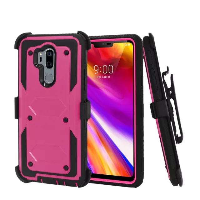 For LG G6 G7 G8 ThinQ Belt Clip Full Armor Defender Kickstand Hard Case Cover 3