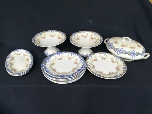 Service Ancien Longwy/vaisselle Longwy/Ceramique francaise/old French ceramic