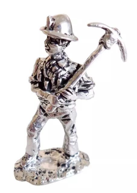 Wales Welsh Coal Miner With Pick Pewter Ornament - Hand Made In Cornwall