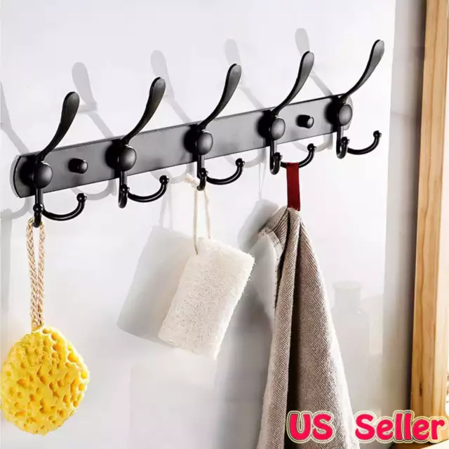15 Hooks Stainless Steel Coat Robe Hat Clothes Wall Mount Hanger Towel Rack Hook