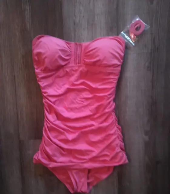 New Euro Juicy Couture Black Label Crochet Pink Swimdress Swimsuit Small