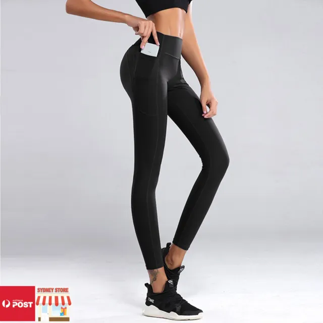 Womens Gym Yoga Pants Leggings Push Up Fitness Sports Four Way Stretch Trousers