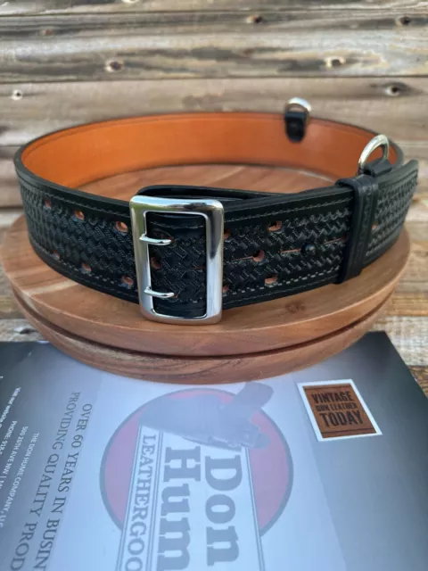 Don Hume 48 Black Basket Leather 2 1/4" Duty Belt With Sam Browne Strap D Rings