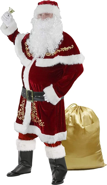 Costume Da Babbo Natale per Uomo Set Di 12 Pezzi Cosplay Festa Di Natale per Adu