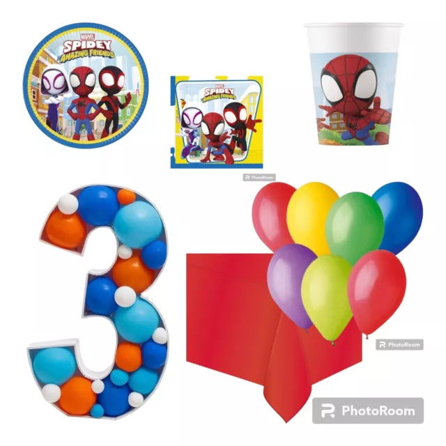 Kit Compleanno Bambini a Tema Spidey & Friends per 16 Persone Piatti Bicchieri T