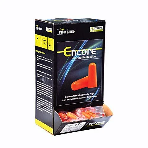 Safety Products Encore Disposable Noise-Cancelling NRR 32 Foam Ear Plugs, Ora...