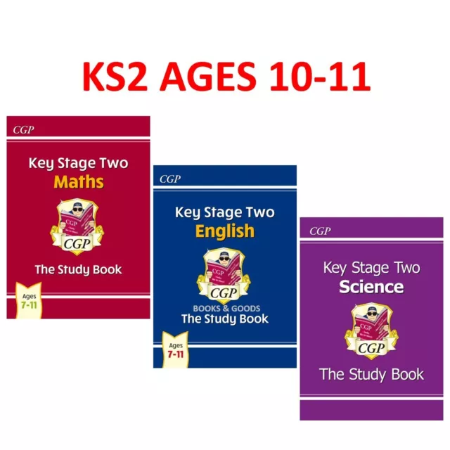 KS2 Ages 7-11 SATS Study Books with Answer Maths English and Science Cgp