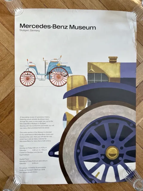 Vintage Werbeplakat Mercedes-Benz Museum, Stuttgart, ca 1970
